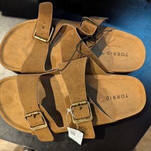 Torrid Tan Suede Sandals with Buckle Accents Size 8